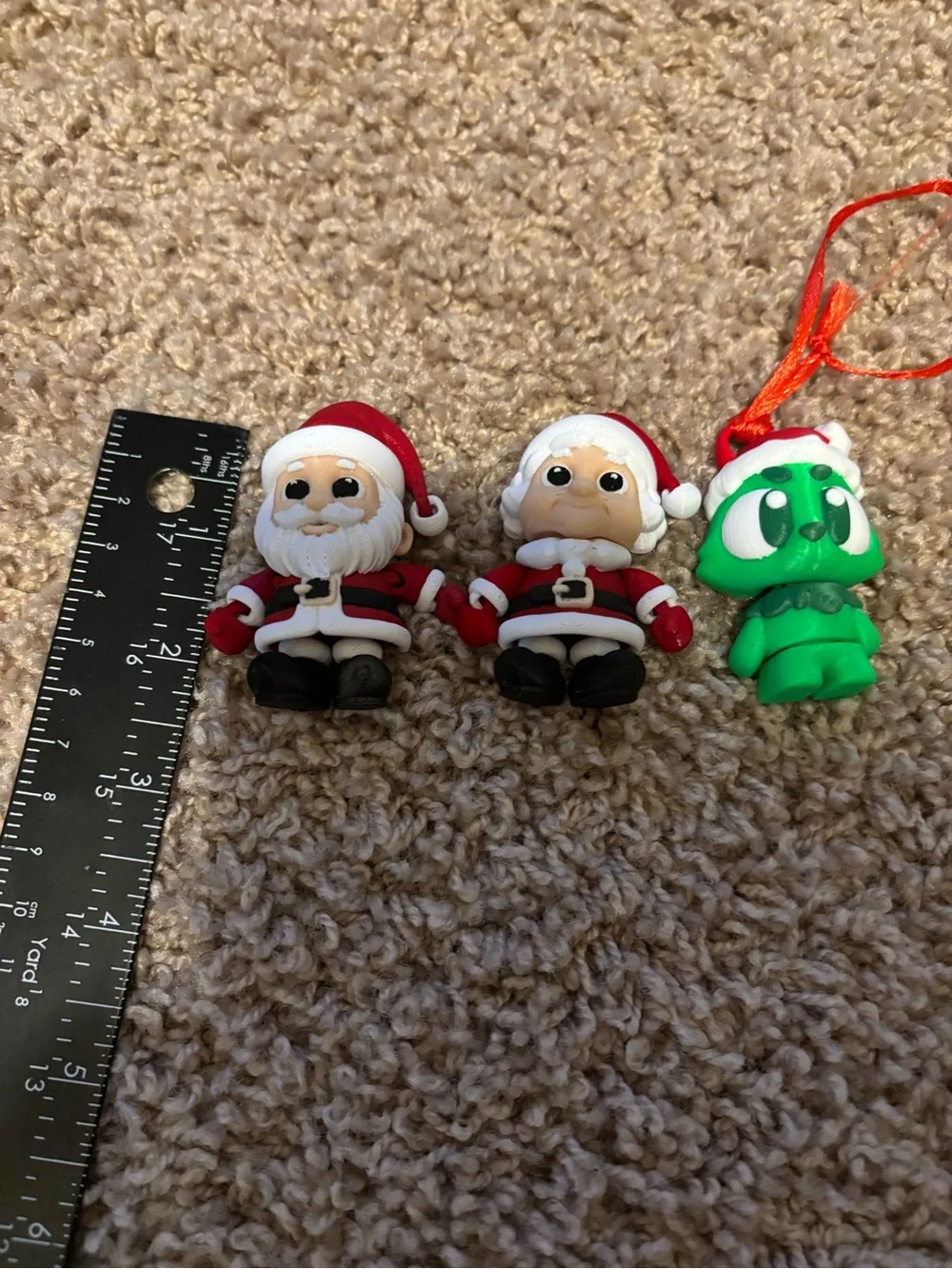 Set of 3 Holiday Santa & Green Character Figurines